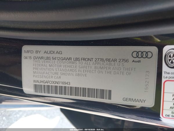 2016 AUDI A6 3.0T PRESTIGE