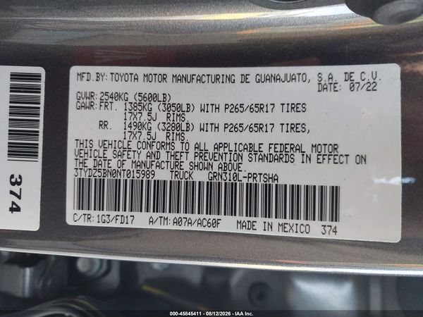 2022 TOYOTA TACOMA TRD SPORT