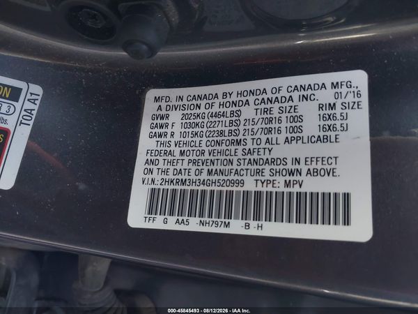 2016 HONDA CR-V LX
