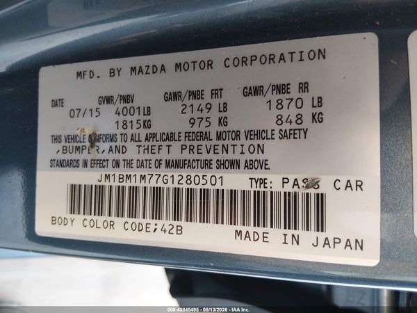 2016 MAZDA MAZDA3 I TOURING