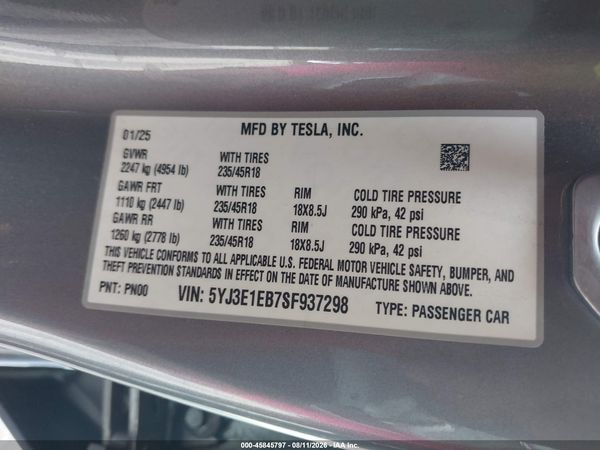 2025 TESLA MODEL 3