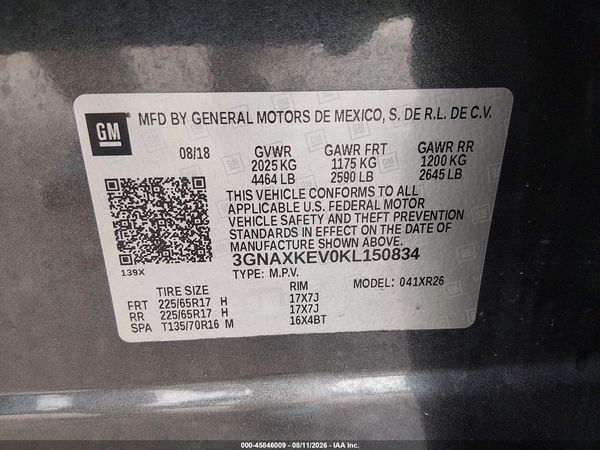 2019 CHEVROLET EQUINOX LT — I9
