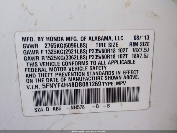 2013 HONDA PILOT EX