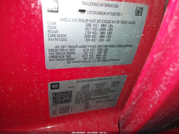 2023 CHEVROLET SILVERADO 1500 2WD  STANDARD BED CUSTOM — I9