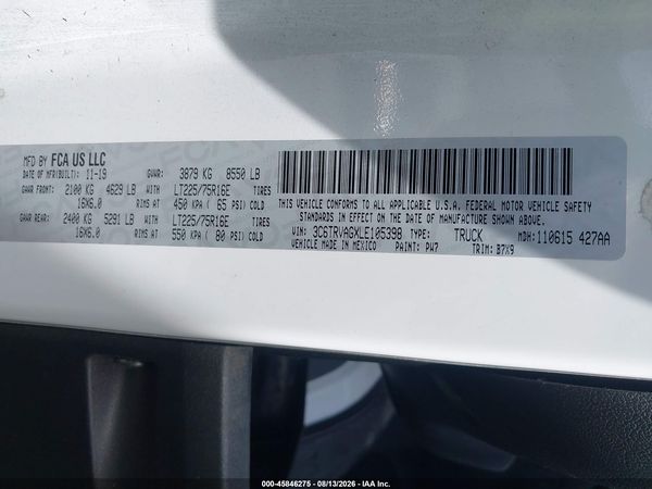 2020 RAM PROMASTER 1500 LOW ROOF 136 WB