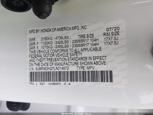 2020 HONDA CR-V AWD LX