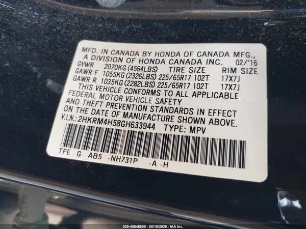 2016 HONDA CR-V EX