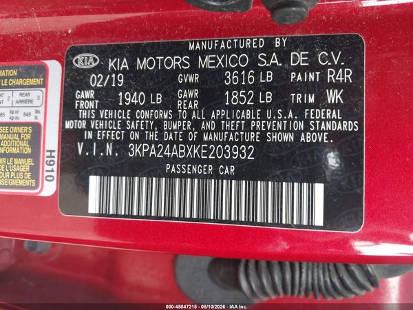 2019 KIA RIO S