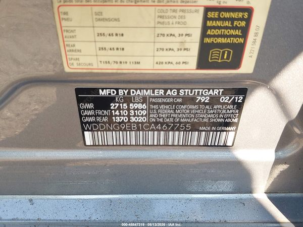 2012 MERCEDES-BENZ S 550 4MATIC
