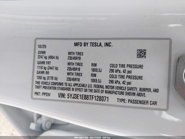 2026 TESLA MODEL 3 PREMIUM ALL-WHEEL DRIVE