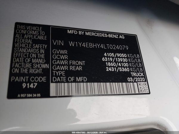 2020 MERCEDES-BENZ SPRINTER 2500 STANDARD ROOF V6