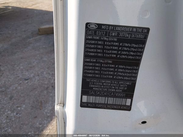 2012 LAND ROVER RANGE ROVER SPORT HSE