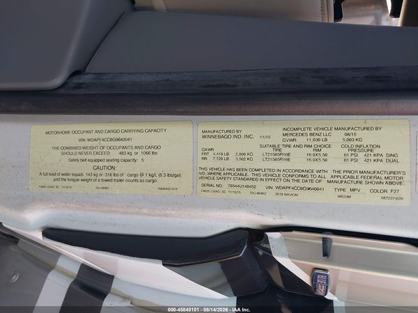 2016 MERCEDES-BENZ SPRINTER 3500