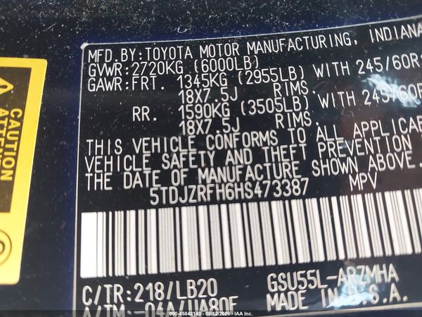 2017 TOYOTA HIGHLANDER XLE