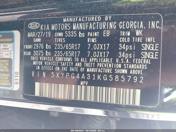 2019 KIA SORENTO 2.4L L
