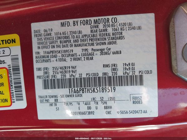 2019 FORD MUSTANG ECOBOOST PREMIUM