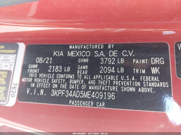 2021 KIA FORTE GT-LINE