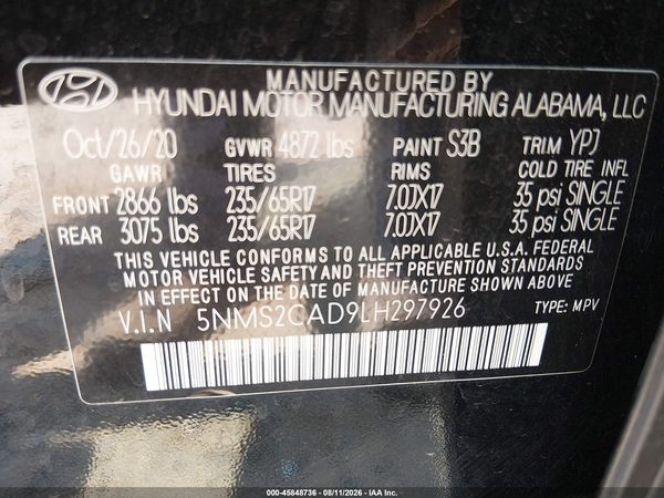 2020 HYUNDAI SANTA FE SE