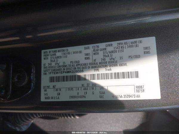 2021 FORD F-150 XL