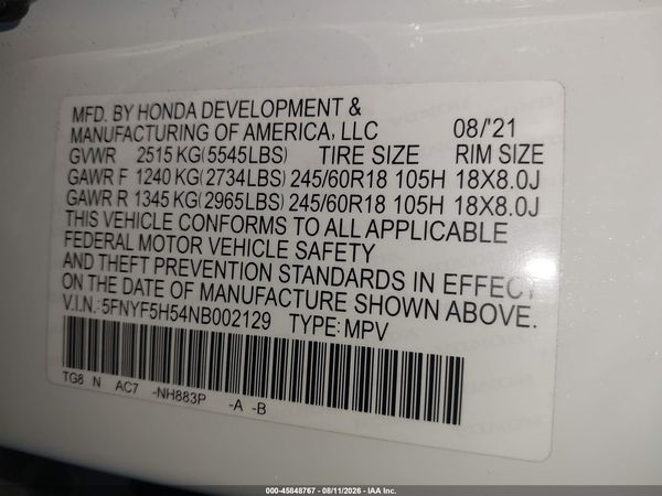 2022 HONDA PILOT 2WD EX-L