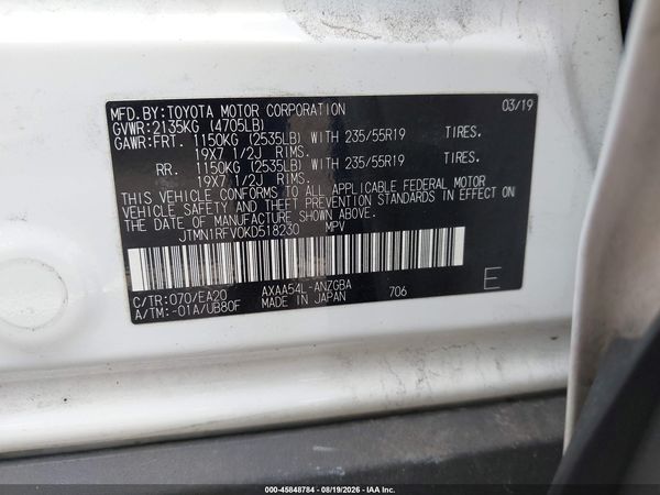 2019 TOYOTA RAV4 LIMITED
