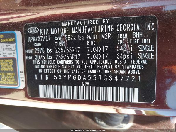 2018 KIA SORENTO 3.3L LX