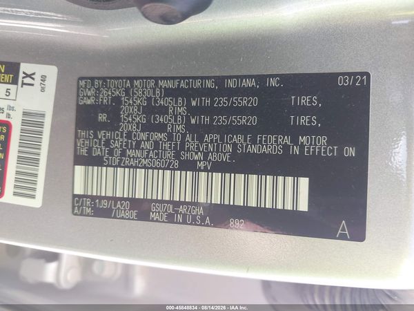 2021 TOYOTA HIGHLANDER PLATINUM