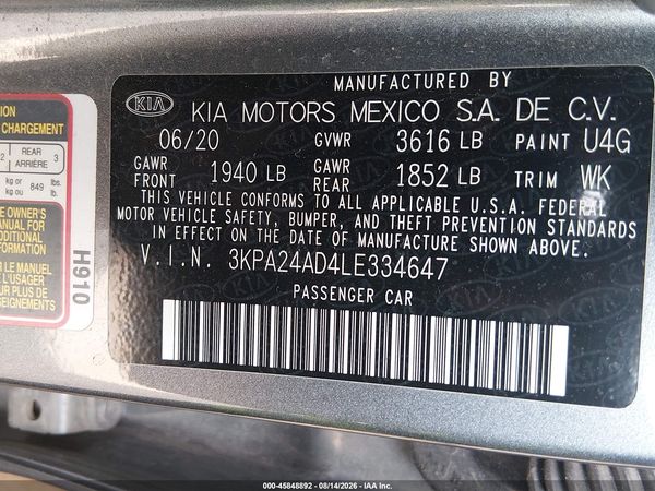 2020 KIA RIO S