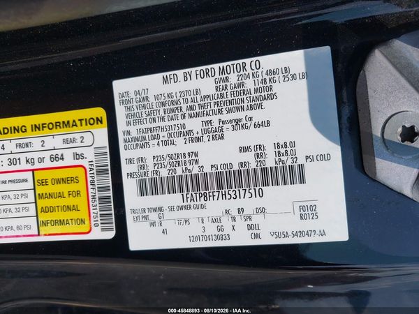 2017 FORD MUSTANG GT PREMIUM