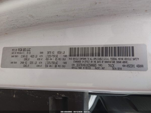 2019 RAM PROMASTER 1500 LOW ROOF 136 WB