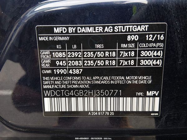 2017 MERCEDES-BENZ GLA 250 4MATIC