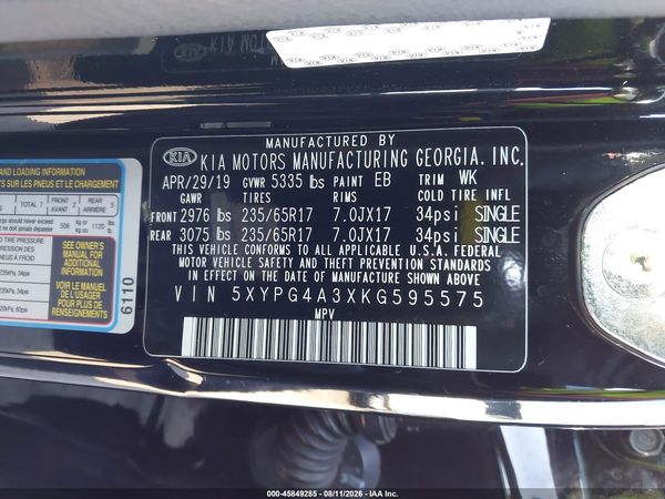 2019 KIA SORENTO 2.4L L