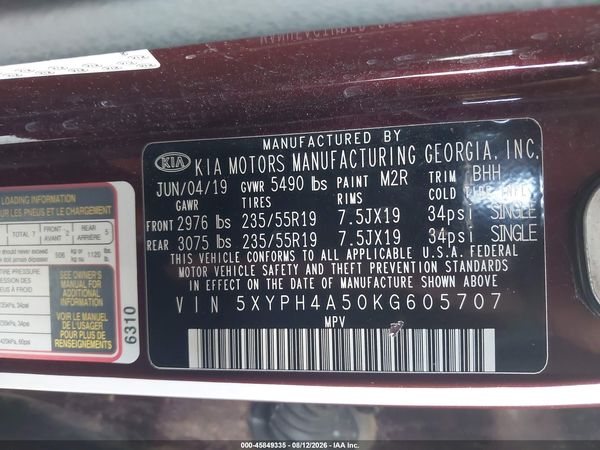 2019 KIA SORENTO 3.3L EX SPORT