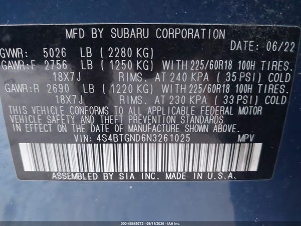 2022 SUBARU OUTBACK LIMITED XT