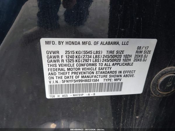 2017 HONDA PILOT TOURING