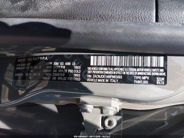 2022 JEEP RENEGADE ALTITUDE 4X4