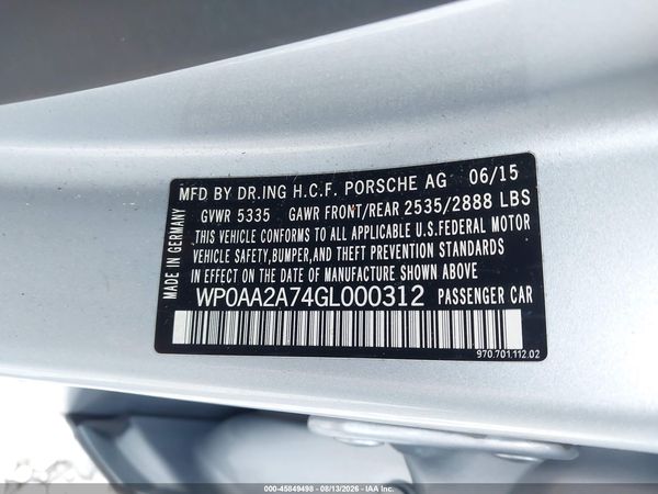 2016 PORSCHE PANAMERA 4