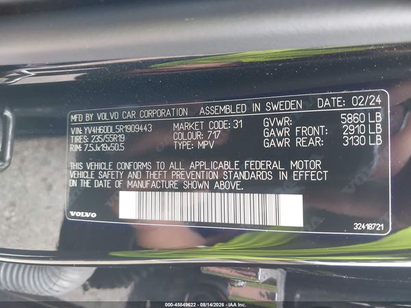 2024 VOLVO XC60 RECHARGE PLUG-IN HYBRID T8 PLUS DARK THEME