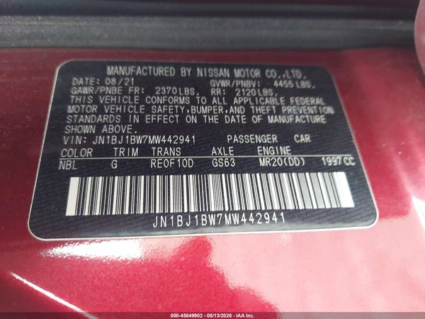 2021 NISSAN ROGUE SPORT SV AWD XTRONIC CVT
