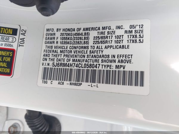 2012 HONDA CR-V EX-L