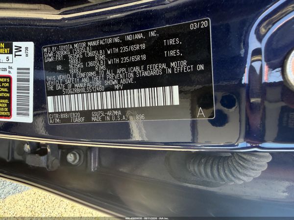 2020 TOYOTA HIGHLANDER XLE