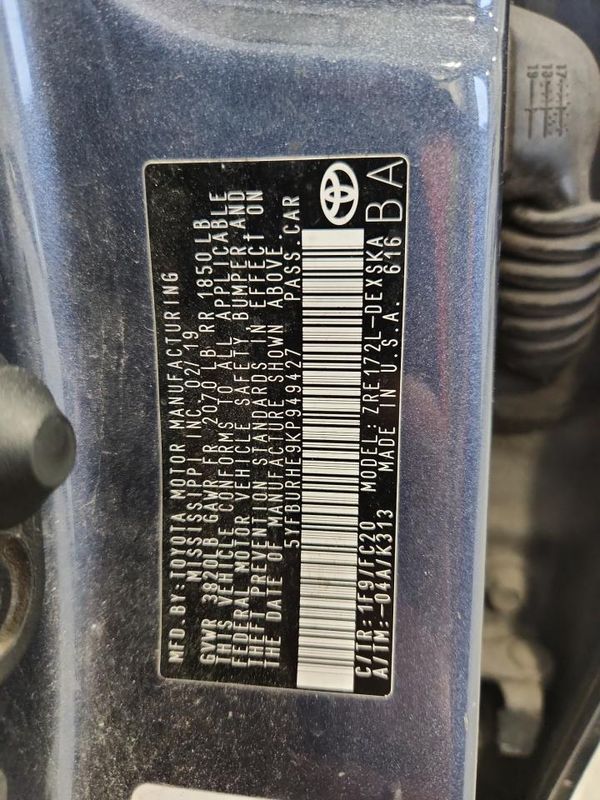 2019 TOYOTA COROLLA L/LE/SE/XLE/XSE