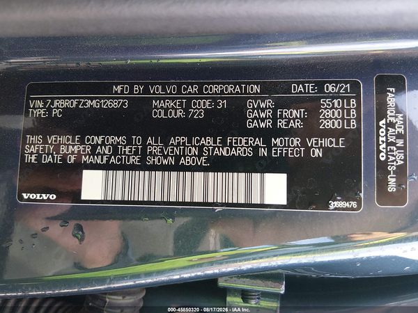 2021 VOLVO S60 RECHARGE PLUG-IN HYBRID T8 R-DESIGN EXPRESSION