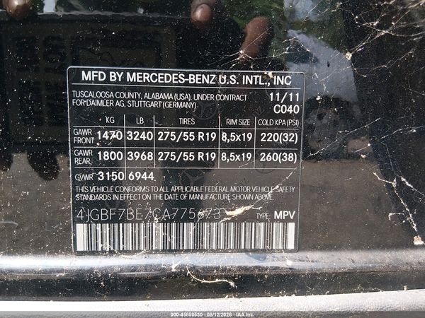 2012 MERCEDES-BENZ GL 450 4MATIC