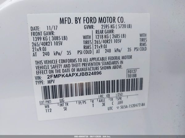 2018 FORD EDGE SPORT — I9