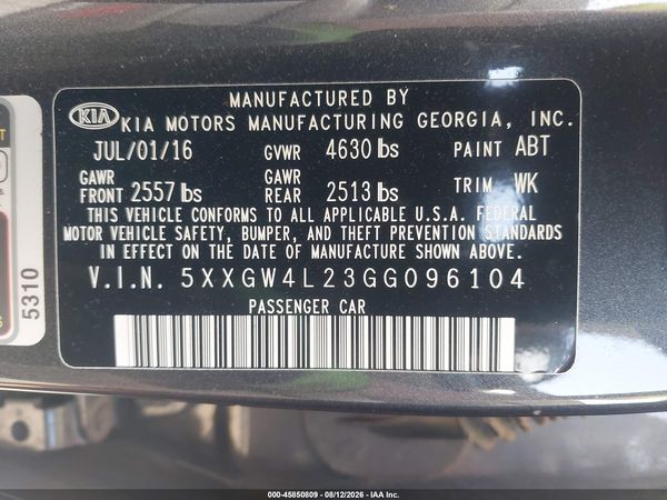 2016 KIA OPTIMA SX TURBO
