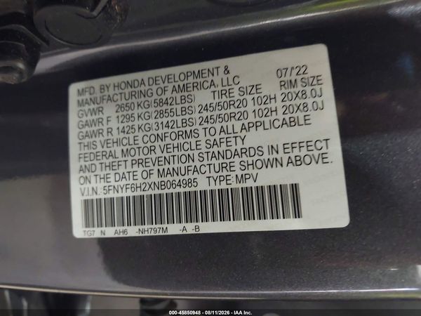 2022 HONDA PILOT AWD SPECIAL EDITION
