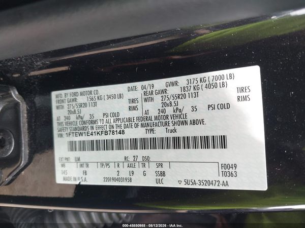 2019 FORD F-150 XLT