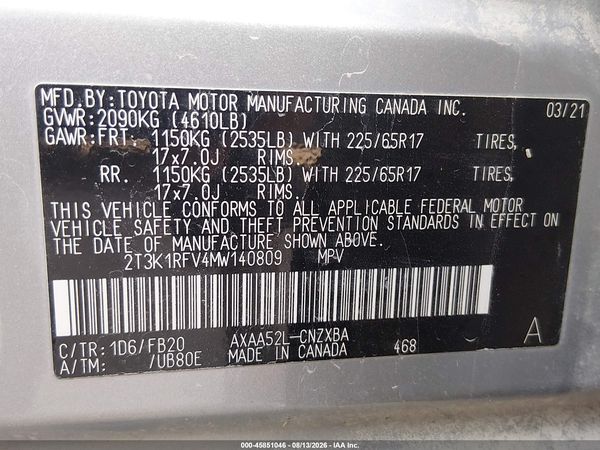 2021 TOYOTA RAV4 LE