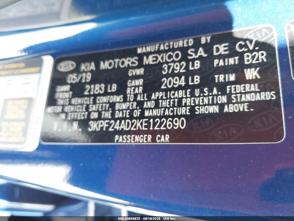 2019 KIA FORTE LXS